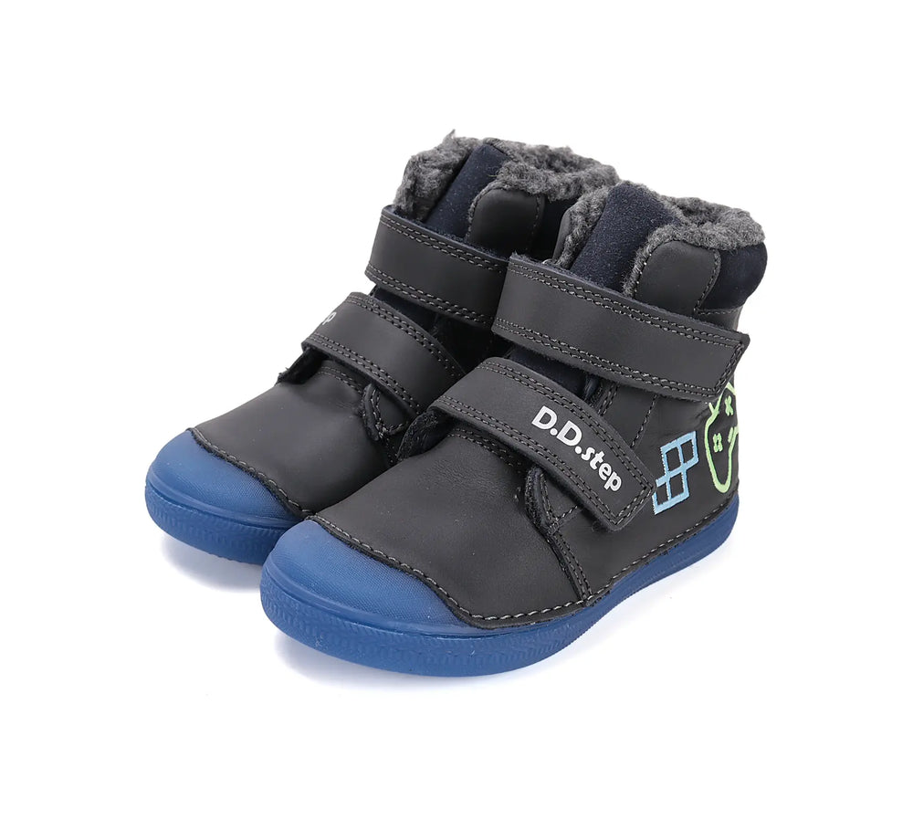 D.D.step Kinder Winterstiefel Fluoreszierend Jungen Lederschuhe Königsblau