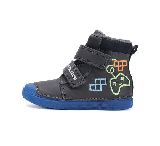 D.D.step Kinder Winterstiefel Fluoreszierend Jungen Lederschuhe Königsblau
