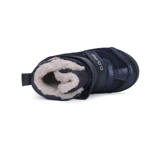 D.D.step Kinder Winterstiefel LED blinkend Mädchen Lederschuhe Königsblau
