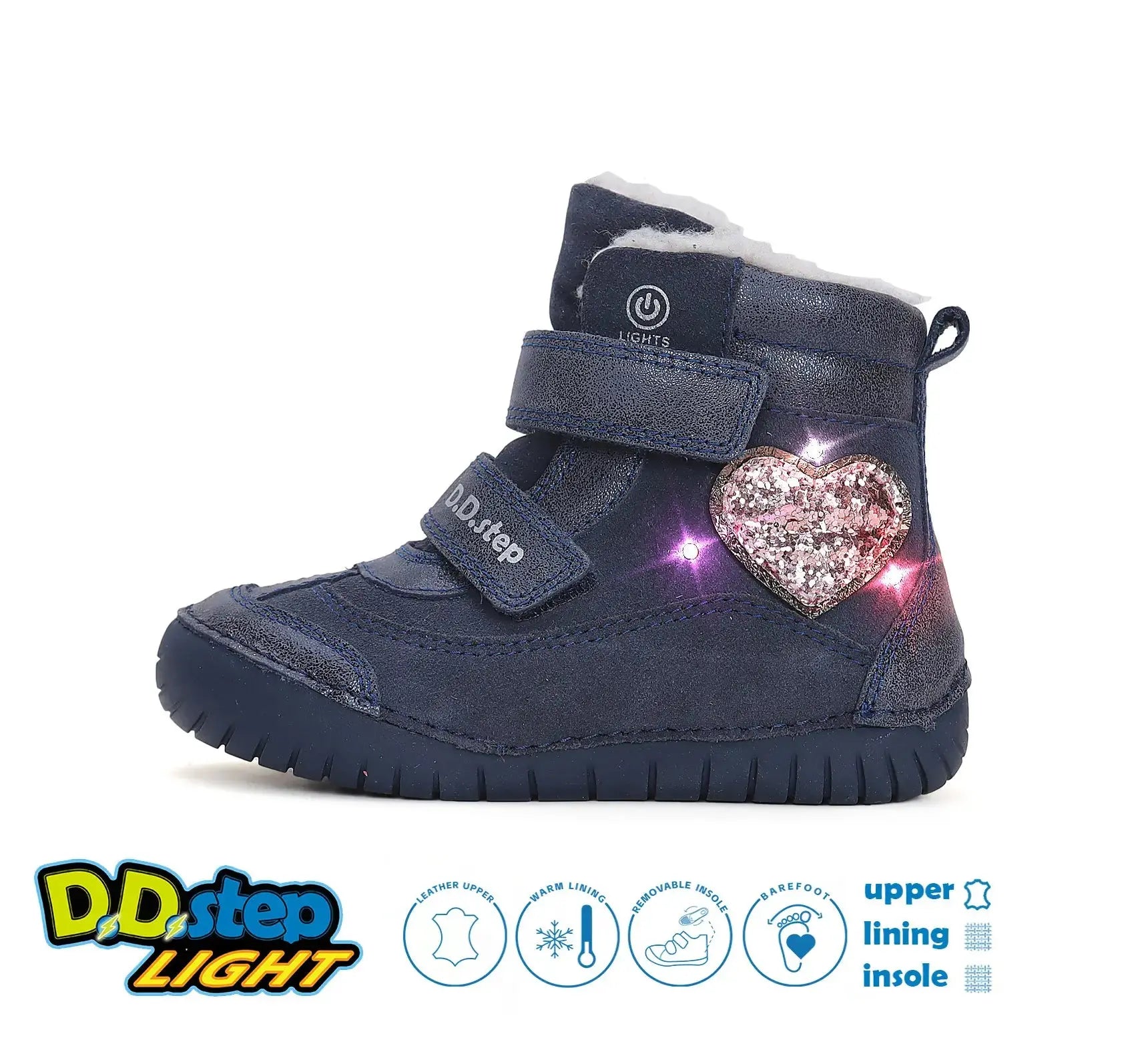 Mädchen Königsblau LED-Blinkschuhe Winterschuhe D.D.Step