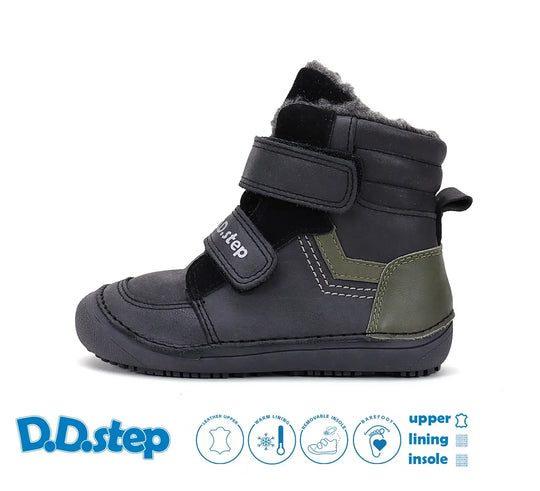 D.D.step Kinder Winterstiefel Jungen Lederschuhe Schwarz