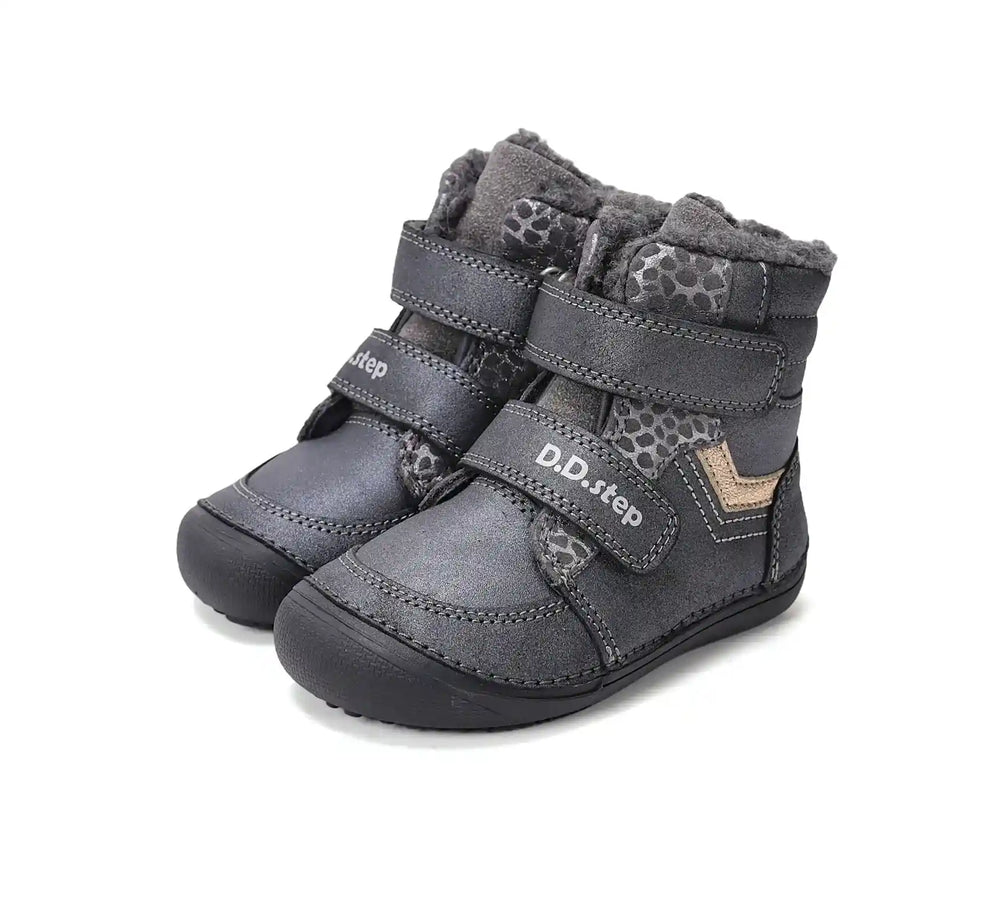 D.D.step Kinder Winterstiefel Mädchen Lederschuhe Schwarz