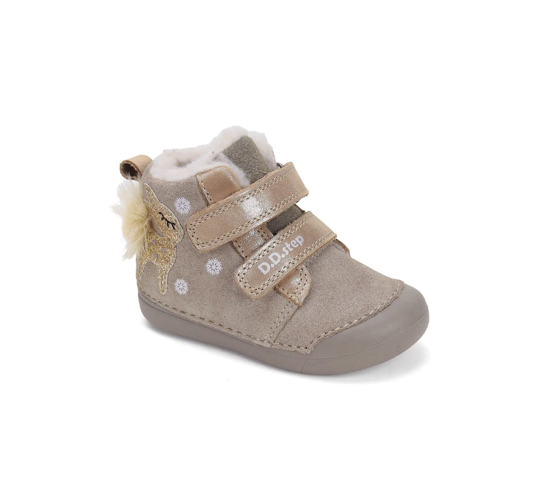D.D.step Kinder Winterstiefel Mädchen Lederschuhe Mokka