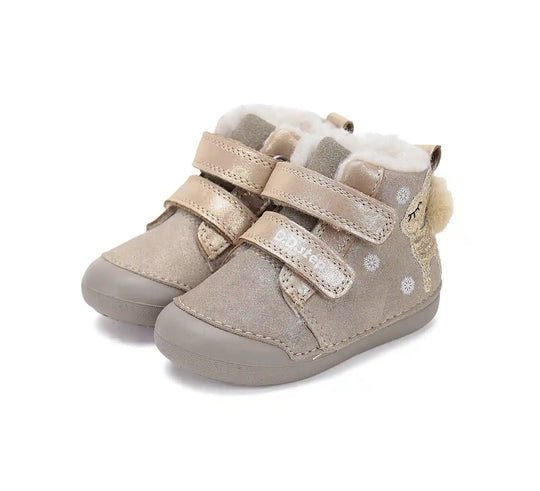 D.D.step Kinder Winterstiefel Mädchen Lederschuhe Mokka