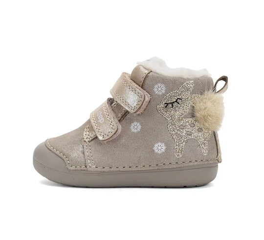 D.D.step Kinder Winterstiefel Mädchen Lederschuhe Mokka