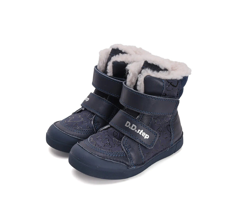 D.D.step Kinder Winterstiefel Mädchen Lederschuhe Königsblau
