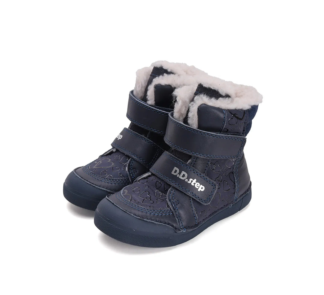 D.D.step Kinder Winterstiefel Mädchen Lederschuhe Königsblau