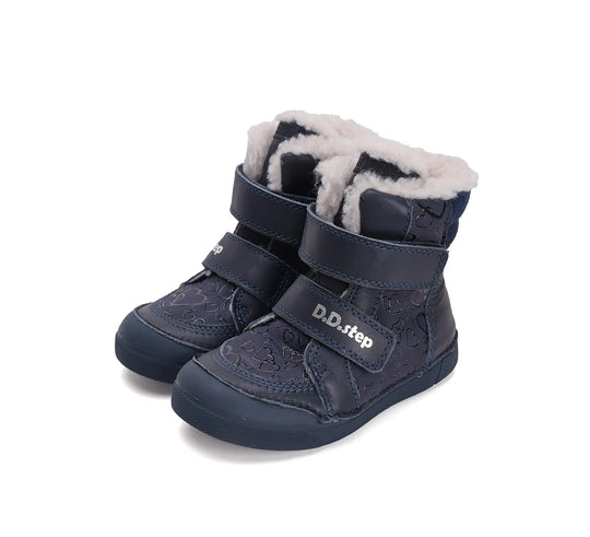 D.D.step Kinder Winterstiefel Mädchen Lederschuhe Königsblau