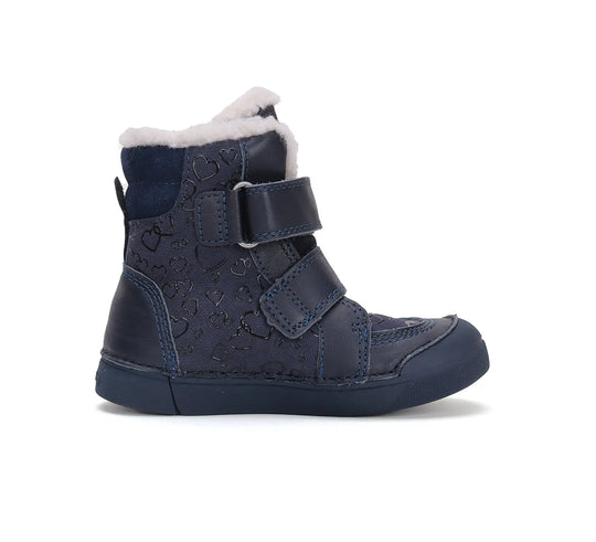 D.D.step Kinder Winterstiefel Mädchen Lederschuhe Königsblau