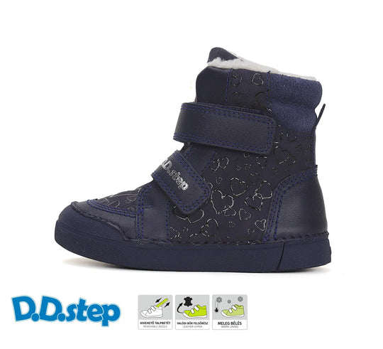 D.D.step Kinder Winterstiefel Mädchen Lederschuhe Königsblau