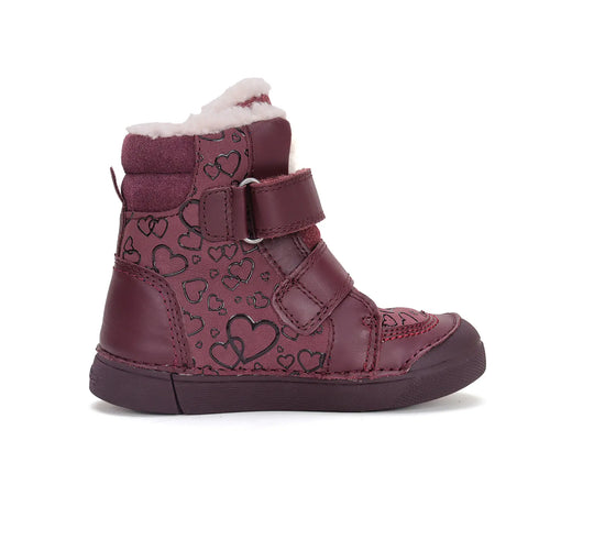 D.D.step Kinder Winterstiefel Mädchen Lederschuhe Himbeerrot