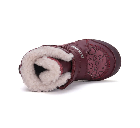 D.D.step Kinder Winterstiefel Mädchen Lederschuhe Himbeerrot