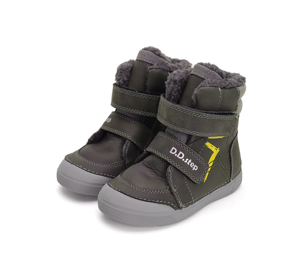 D.D.step Kinder Winterstiefel Jungen Lederschuhe Dunkelgrün