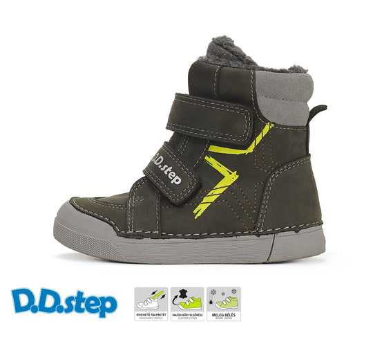 D.D.step Kinder Winterstiefel Jungen Lederschuhe Dunkelgrün