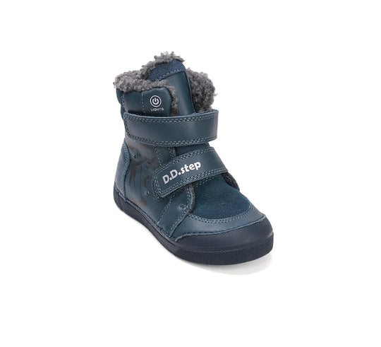 D.D.step Kinder Winterstiefel Jungen Lederschuhe Königsblau