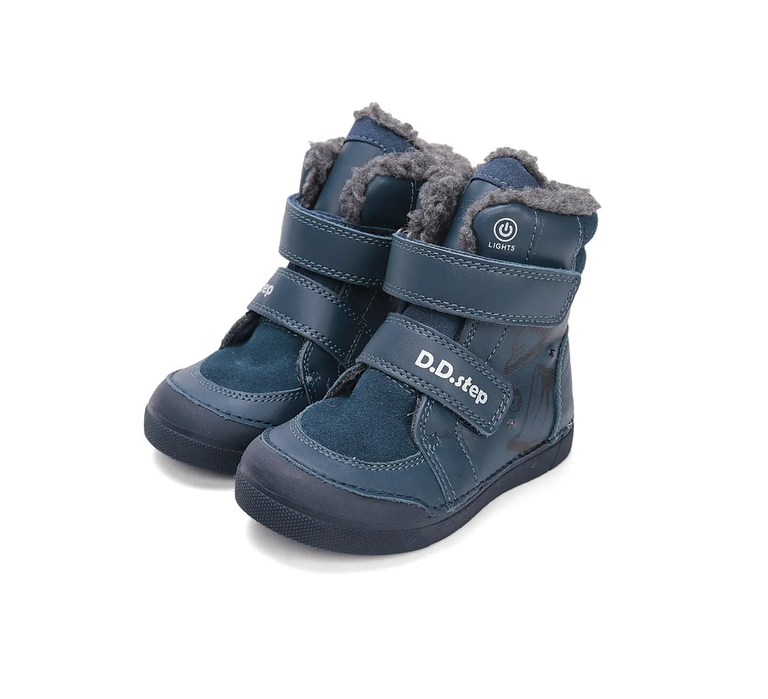 D.D.step Kinder Winterstiefel Jungen Lederschuhe Königsblau