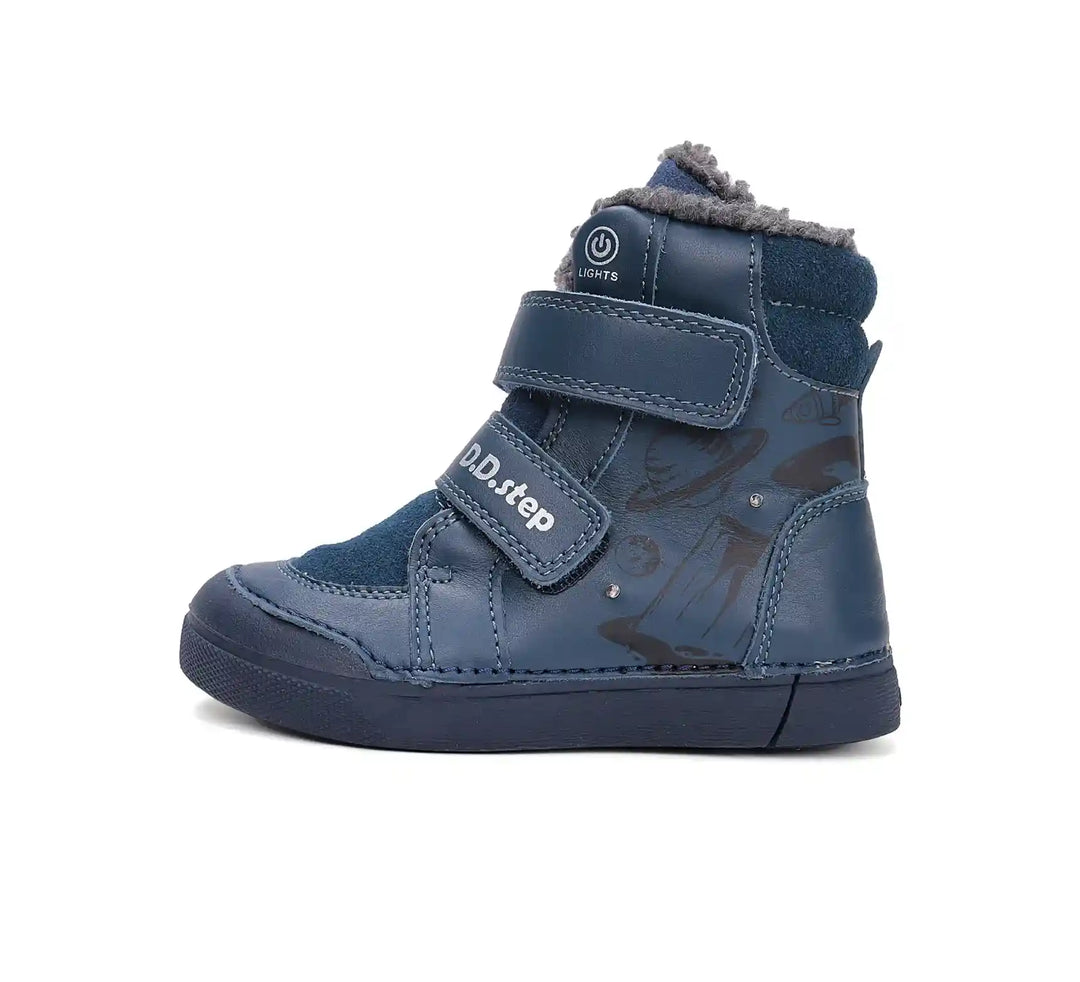 D.D.step Kinder Winterstiefel Jungen Lederschuhe Königsblau