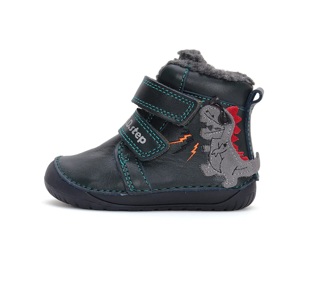 Kinder Barfuß Winterstiefel Jungen Lederschuhe Dunkelgrün D.D.step ddstep