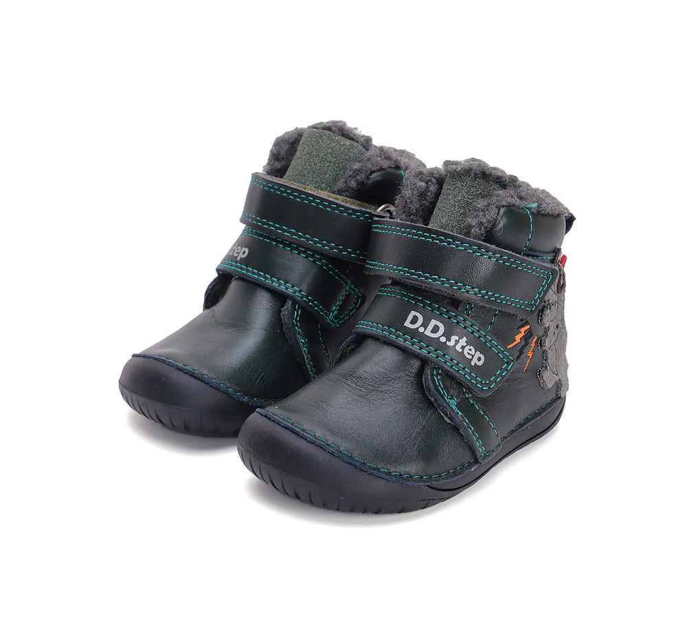 Kinder Barfuß Winterstiefel Jungen Lederschuhe Dunkelgrün D.D.step ddstep