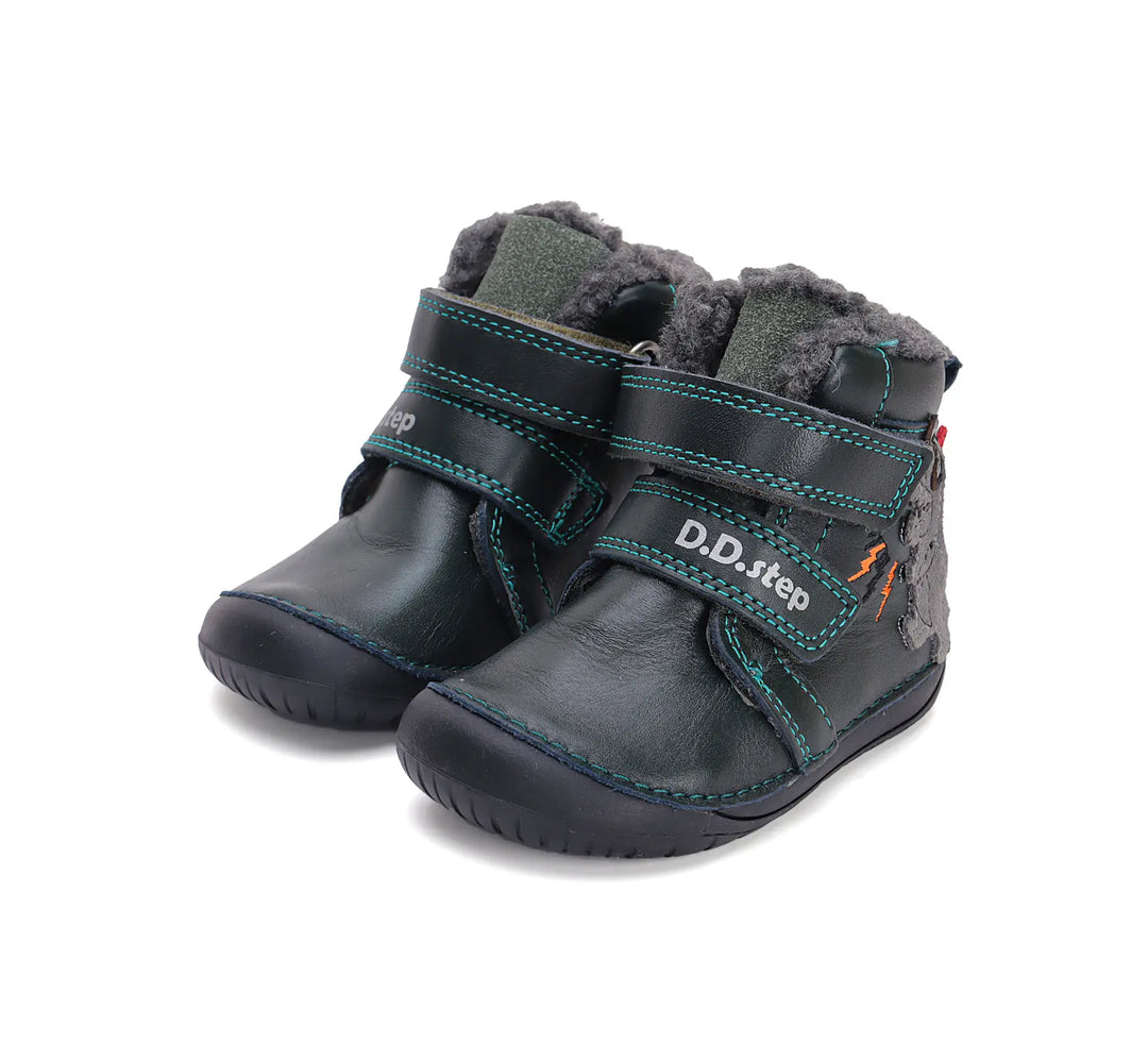 Kinder Barfuß Winterstiefel Jungen Lederschuhe Dunkelgrün D.D.step ddstep