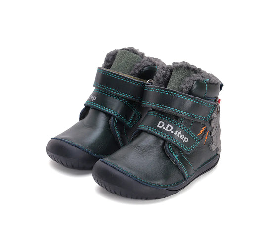Kinder Barfuß Winterstiefel Jungen Lederschuhe Dunkelgrün D.D.step ddstep