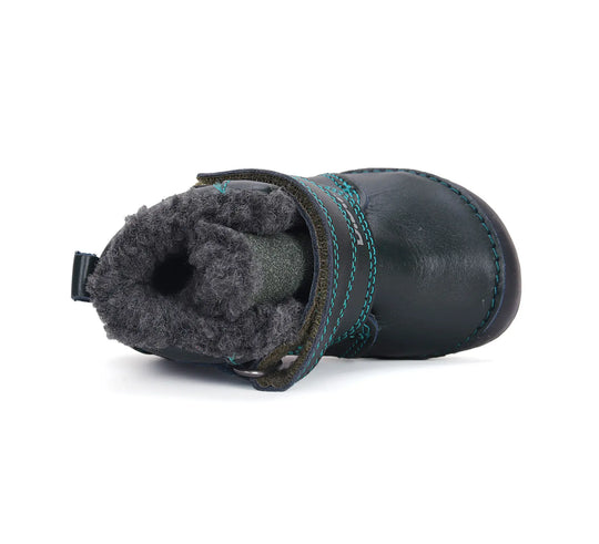 Kinder Barfuß Winterstiefel Jungen Lederschuhe Dunkelgrün D.D.step ddstep