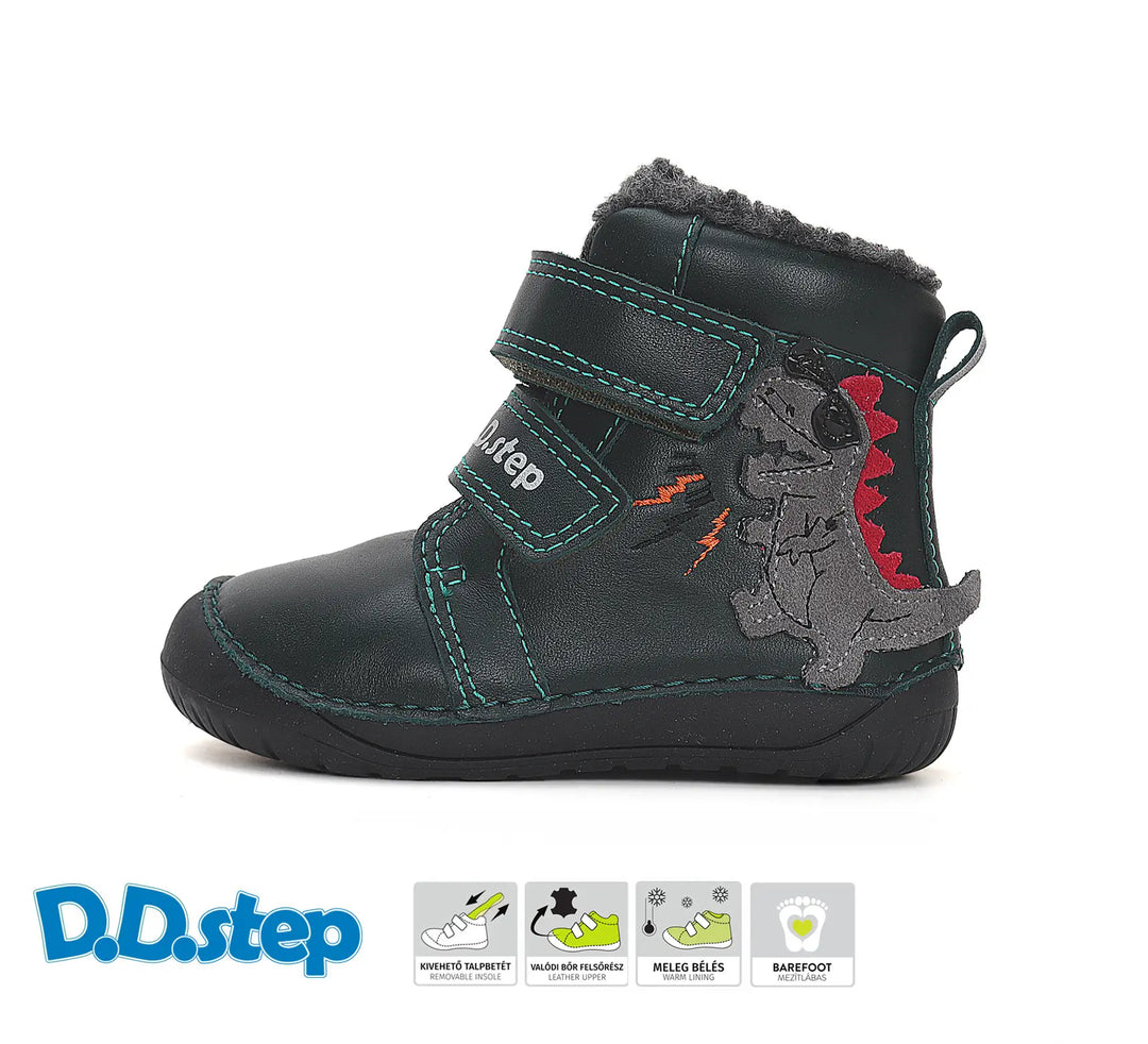 Kinder Barfuß Winterstiefel Jungen Lederschuhe Dunkelgrün D.D.step ddstep