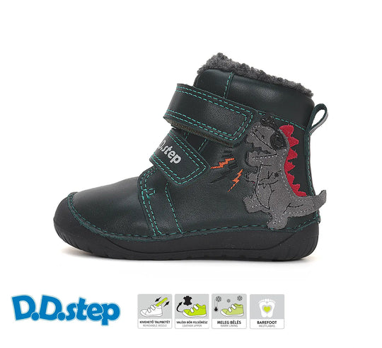 Kinder Barfuß Winterstiefel Jungen Lederschuhe Dunkelgrün D.D.step ddstep