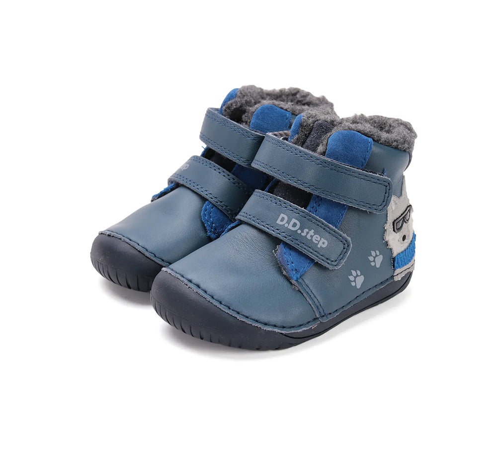 Kinder Barfuß Winterstiefel Jungen Lederschuhe Königsblau D.D.step ddstep