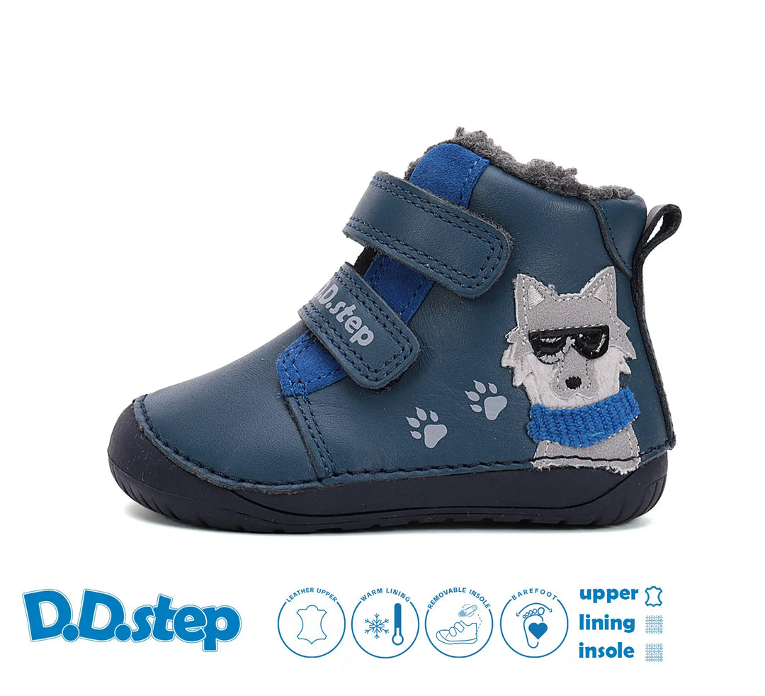 Kinder Barfuß Winterstiefel Jungen Lederschuhe Königsblau D.D.step ddstep