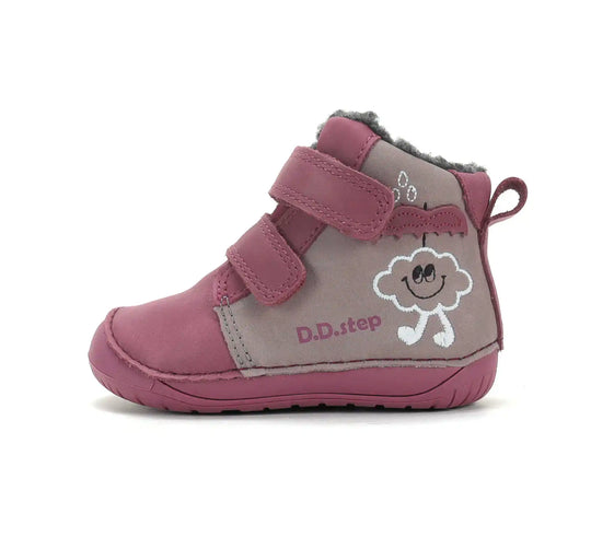 D.D.step Mädchen Barfuß-Winterstiefel Himbeere-Grau W070-62495C