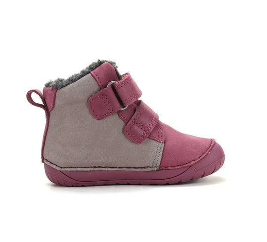 D.D.step Mädchen Barfuß-Winterstiefel Himbeere-Grau W070-62495C