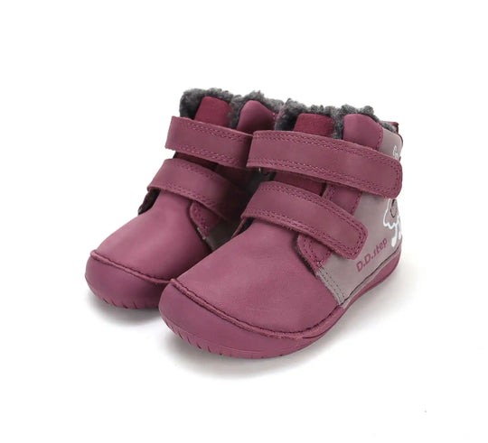 D.D.step Mädchen Barfuß-Winterstiefel Himbeere-Grau W070-62495C