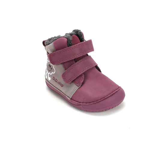 D.D.step Mädchen Barfuß-Winterstiefel Himbeere-Grau W070-62495C