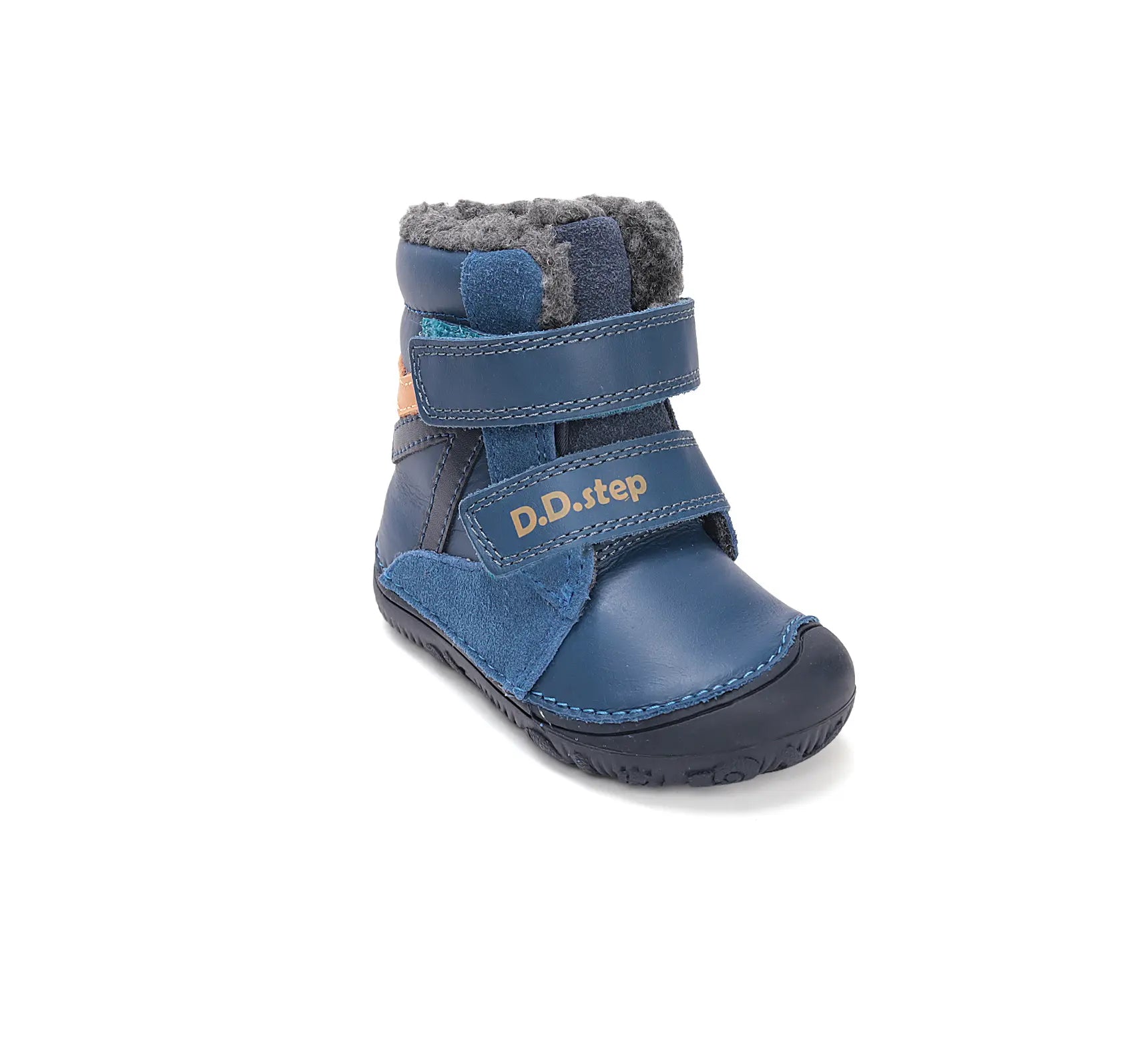 D.D.step Kinder Winterstiefel Jungen Lederschuhe Bermudablau