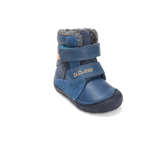 D.D.step Kinder Winterstiefel Jungen Lederschuhe Bermudablau
