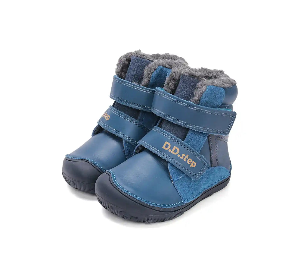 D.D.step Kinder Winterstiefel Jungen Lederschuhe Bermudablau