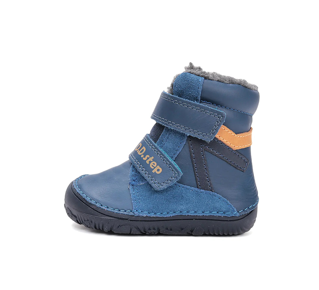 D.D.step Kinder Winterstiefel Jungen Lederschuhe Bermudablau