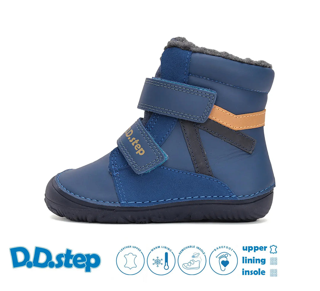 D.D.step Kinder Winterstiefel Jungen Lederschuhe Bermudablau
