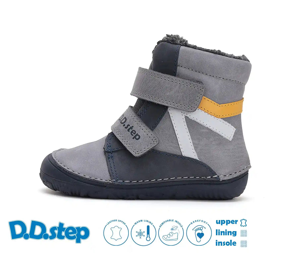 D.D.step Kinder Winterstiefel Jungen Lederschuhe grau