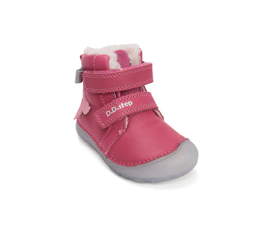 D.D.step Kinder Winterstiefel Fluoreszierend Mädchen Lederschuhe Dunkelrosa