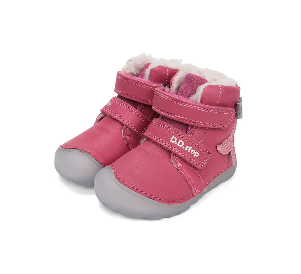 D.D.step Kinder Winterstiefel Fluoreszierend Mädchen Lederschuhe Dunkelrosa