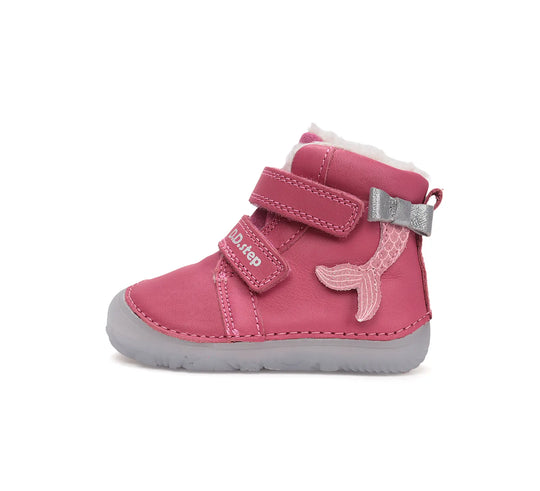 D.D.step Kinder Winterstiefel Fluoreszierend Mädchen Lederschuhe Dunkelrosa