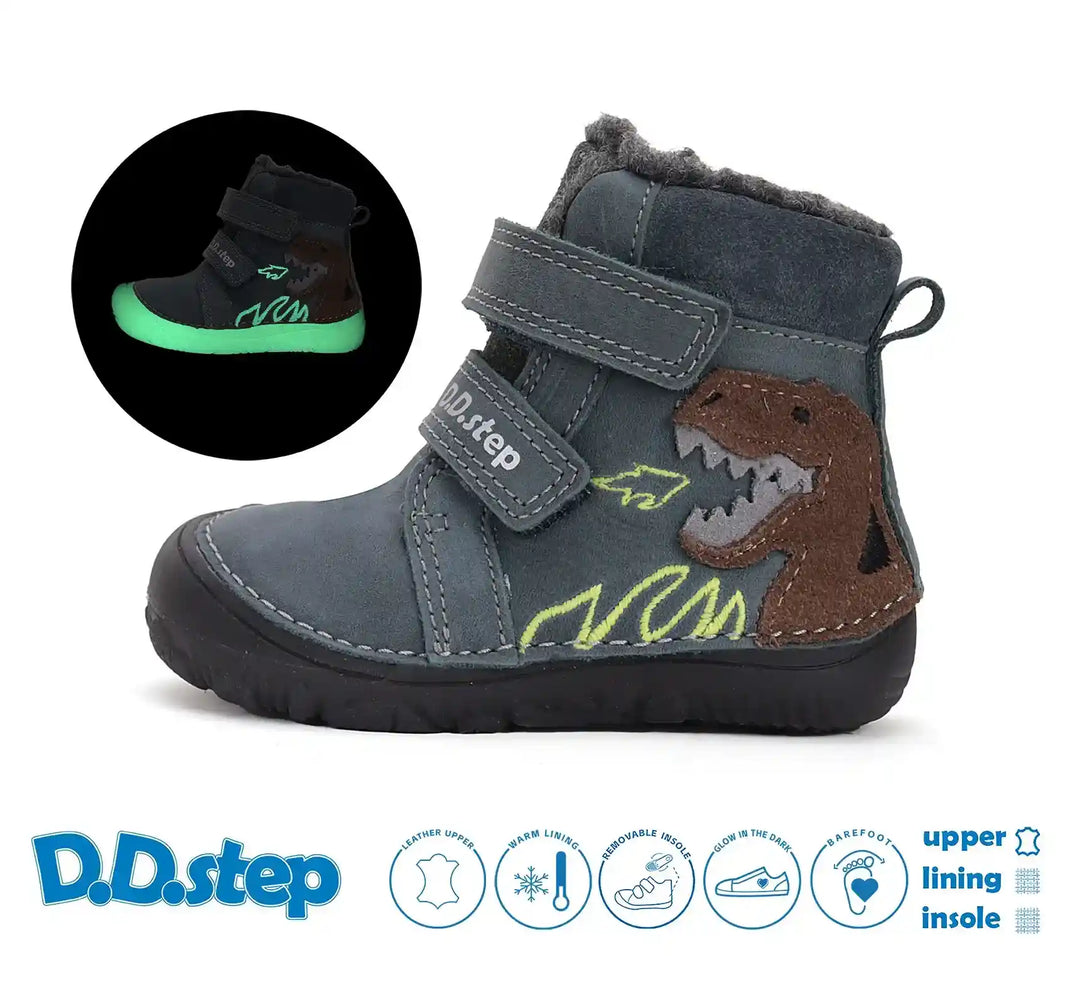 D.D.step Kinder Winterstiefel Fluoreszierend Jungen Lederschuhe Smaragdgrün