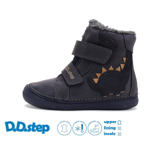 D.D.step Kinder Winterstiefel Jungen Lederschuhe Königsblau
