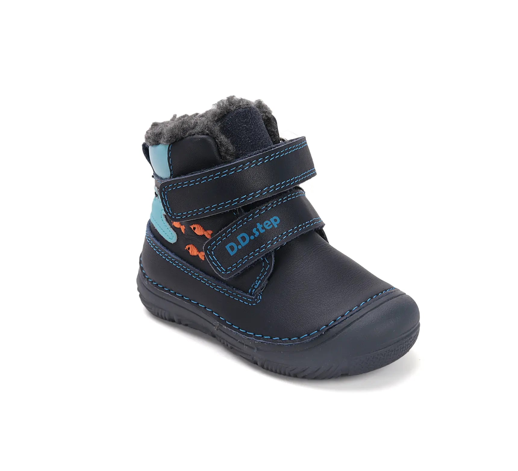 D.D.step Kinder Winterstiefel Fluoreszierend Jungen Lederschuhe Königsblau
