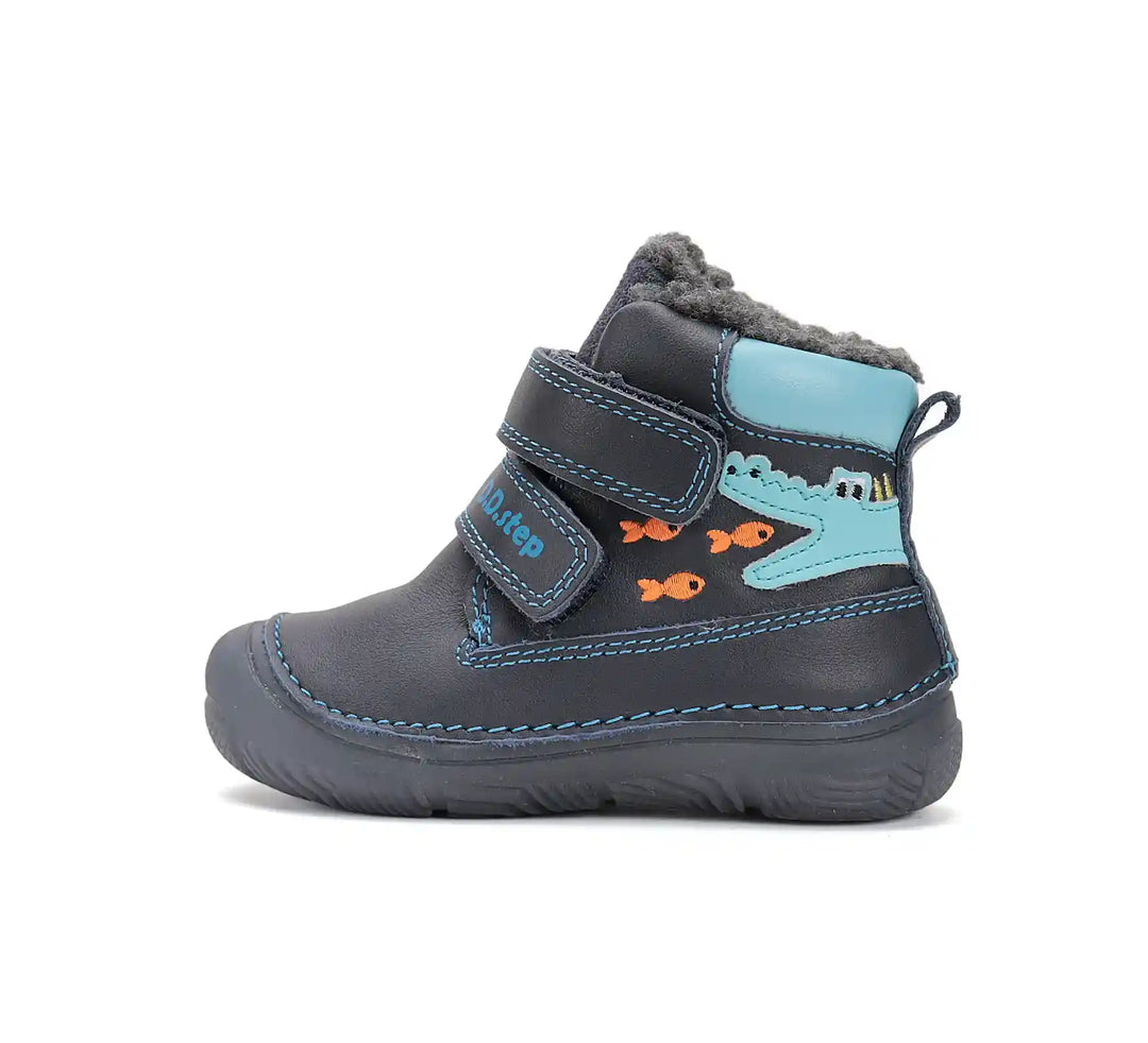 D.D.step Kinder Winterstiefel Fluoreszierend Jungen Lederschuhe Königsblau